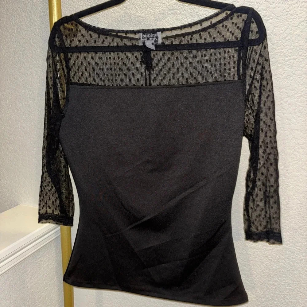 NWOT Unique Vintage Black Mesh Cherry Top - Picture 5 of 6